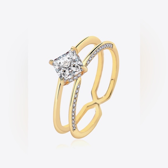 Moissanite 18K Gold-Plated Double-Layered Ring